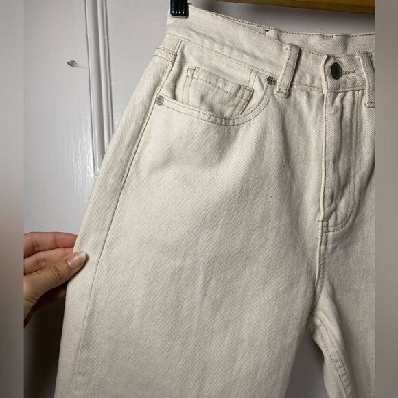UNIF High Rise Straight Leg 5-Pocket Jeans in Ivory Neutral Size 26 - Picture 4 of 14